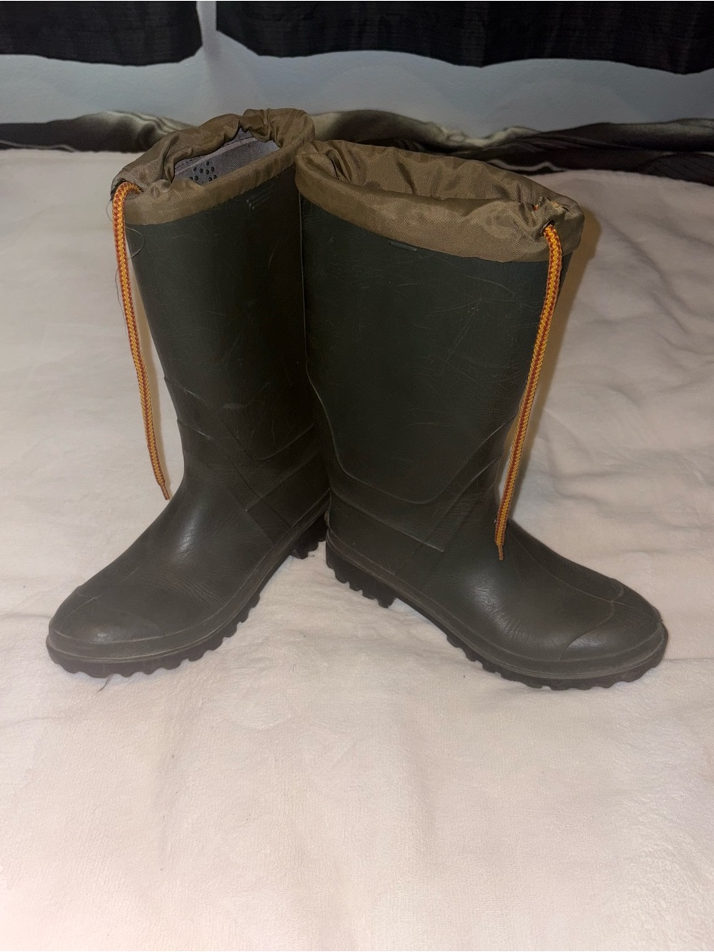 Dunlop Men's Olive Green Waterproof Pull-Top Rain & Snow Boots